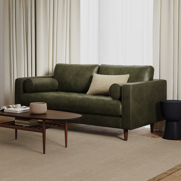 Vienna 2 Seater Sofa- ( Leatherette Fabric - Green )