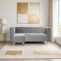 tokyo icon ottoman 4 seater sofa plush suede fabric grey
