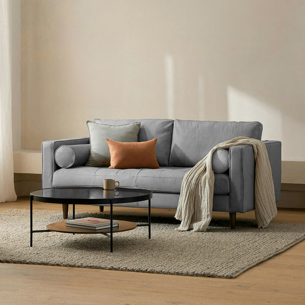 Vienna 2 Seater Sofa- ( Leatherette Fabric - Grey )