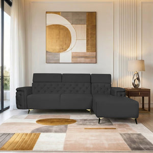 Rome 6 Seater Sofa Set Right Corner- ( Plush Suede - Black )