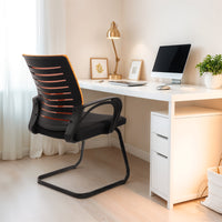 seventh heaven blaze mid back office chair for work from home study chair revolving chair computer chair 3 years warranty metal sled base green mesh copy