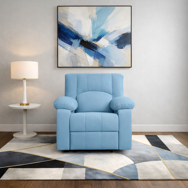 Phoenix Icon 1 Seater Motorise Recliner – ( DIY-Friendly, Plush Suede - Sky Blue )