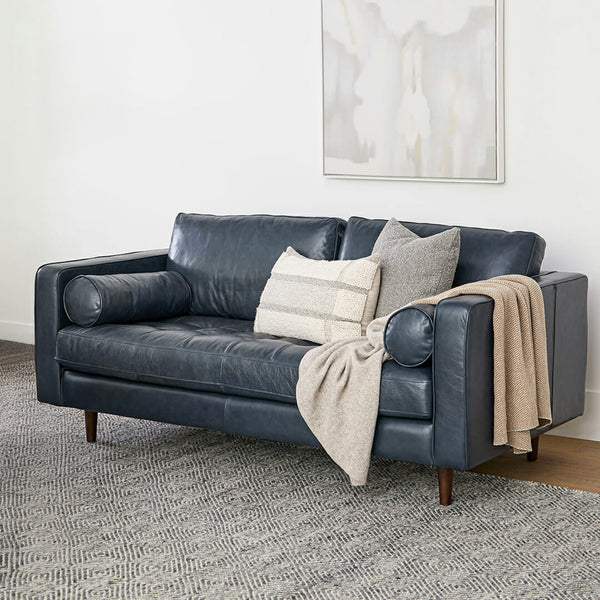 Vienna 2 Seater Sofa- ( Leatherette Fabric - Blue )