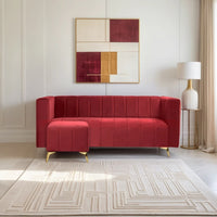 tokyo icon ottoman 4 seater sofa plush suede fabric maroon