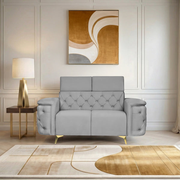 Rome 2 Seater Sofa- ( Plush Suede Fabric- Grey )