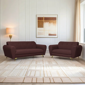 Milan Icon (3+2) Seater Sofa Set- ( Plush Suede Fabric - Brown)