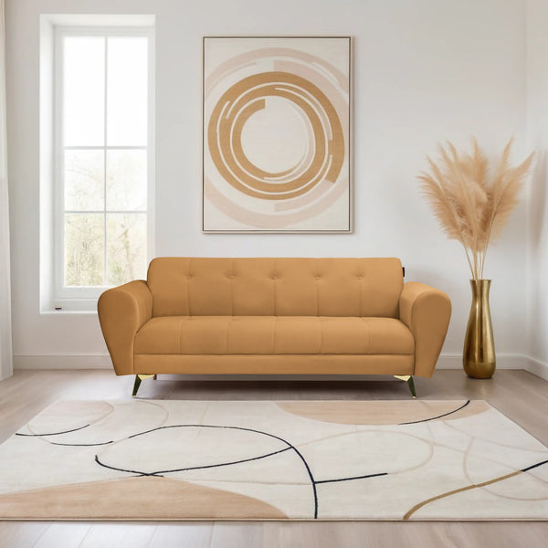 Milan Icon 3 Seater Sofa- ( Plush Suede Fabric- Beige )