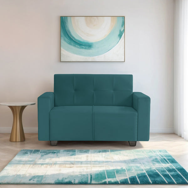 London 2 Seater Sofa- ( Plush Suede Fabric- Teal )