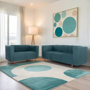 Sydney (3+2) Seater Sofa Set- ( Plush Suede Fabric- Teal )