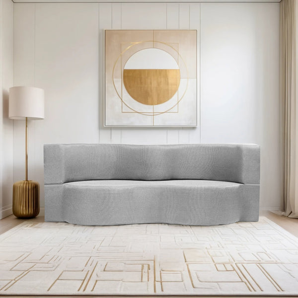 Curved Flipper X Sofa Cum Bed - 3 Seater, ( Jute Fabric,Light Grey )