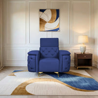rome 1 seater sofa plush suede fabric blue