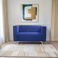 tokyo icon 2 seater sofa plush suede fabric blue