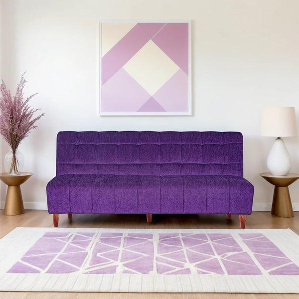 Florida 3 Seater Wooden Sofa Cum Bed - ( Premium Molfino Fabric- Purple )