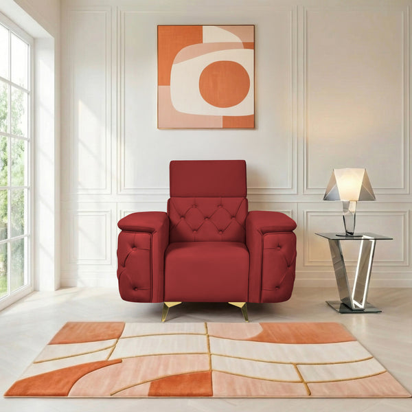 Rome 1 Seater Sofa- ( Plush Suede Fabric- Maroon )