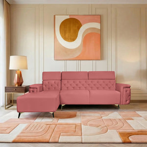 Rome 6 Seater Sofa Set Left Corner- ( Plush Suede - Peach )