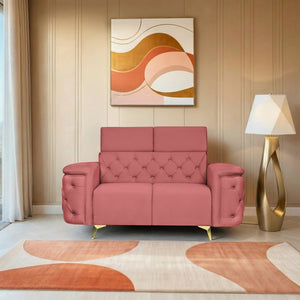 Rome 2 Seater Sofa- ( Plush Suede Fabric- Peach )