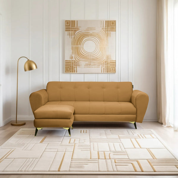 Milan Icon Ottoman 4 Seater Sofa - ( Plush Suede Fabric - Beige )