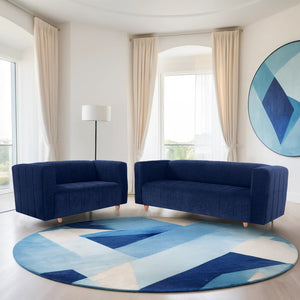 Tokyo 5 Seater Sofa Set- (3+2) ( Premium Molfino Fabric - Blue)