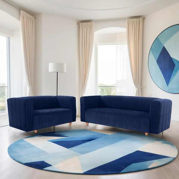 Tokyo 5 Seater Sofa- (3+2) ( Premium Molfino Fabric - Blue)