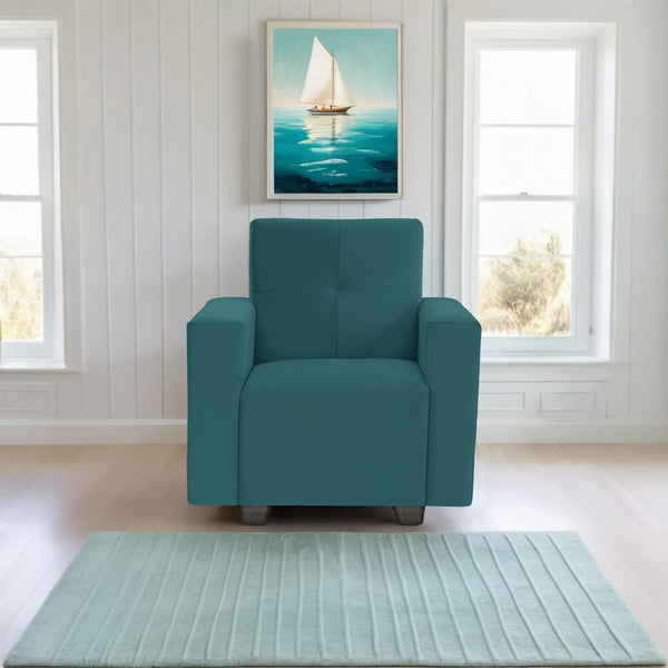 London 1 Seater Sofa- ( Plush Suede Fabric- Teal)