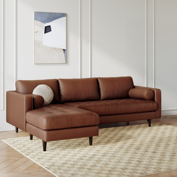 Vienna 6 Seater Sofa Left Corner - ( Leatherette Fabric - Taos Brown )