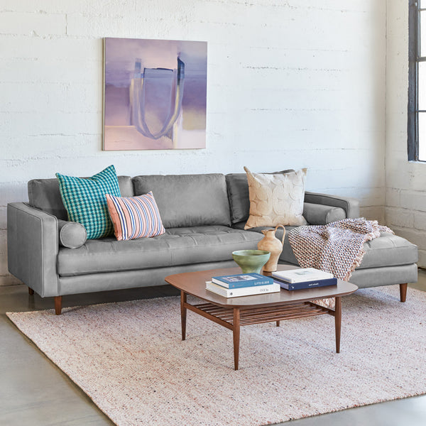Vienna 6 Seater Sofa Right Corner - ( Leatherette Fabric - Grey )