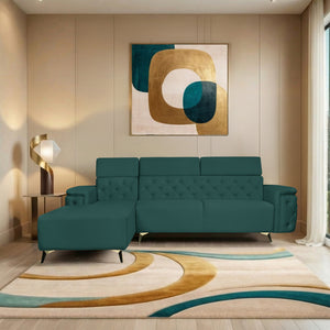 Rome 6 Seater Sofa Set Left Corner- ( Plush Suede - Green )
