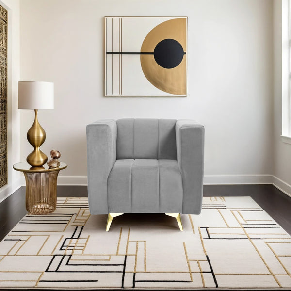 Tokyo Icon 1 Seater Sofa- ( Plush Suede Fabric- Grey )