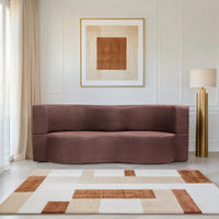 curved flipper x sofa cum bed 3 seater jute fabric brown
