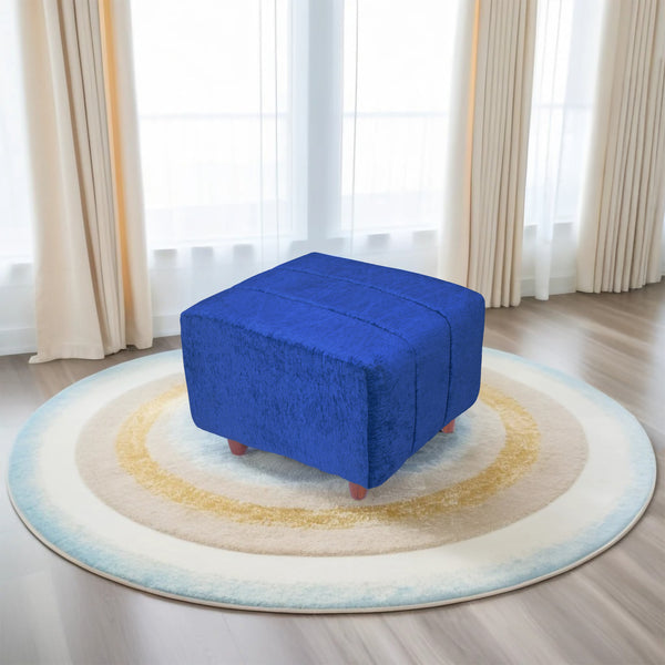 Tokyo 1 Seater Ottoman Stool - ( Chenille Molfino - Blue )