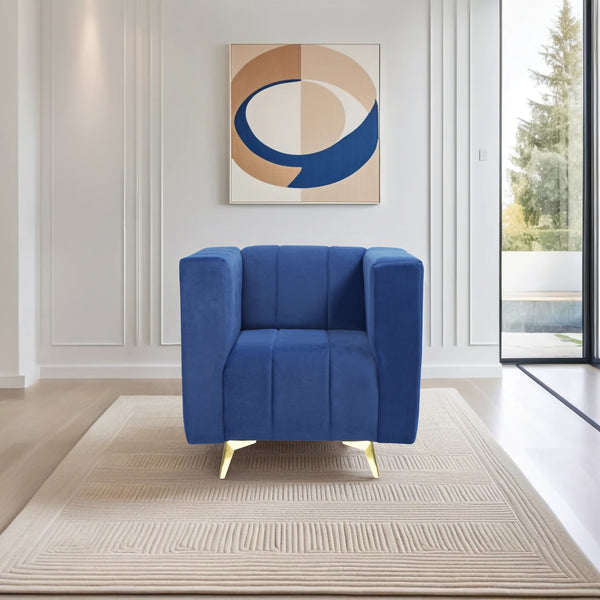 Tokyo Icon 1 Seater Sofa- ( Plush Suede Fabric- Blue )