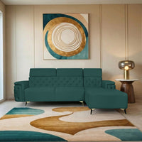 rome 6 seater sofa set right corner plush suede green