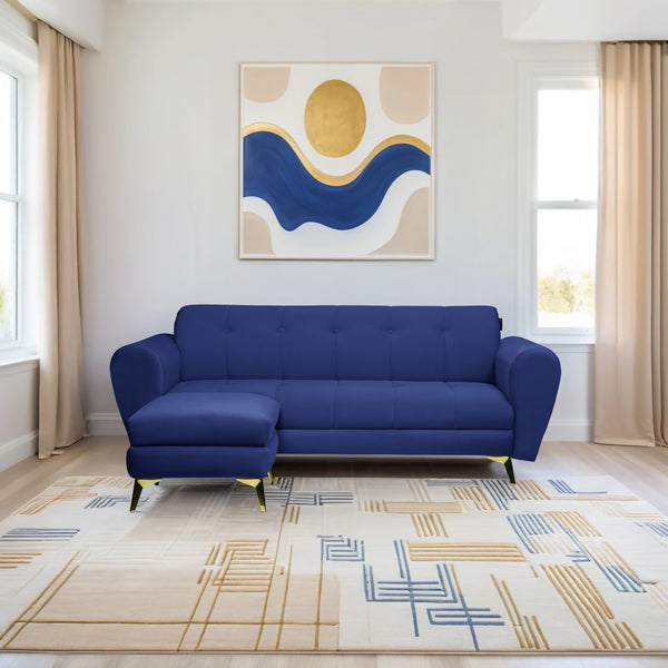 Milan Icon Ottoman 4 Seater Sofa - ( Plush Suede Fabric - Blue )