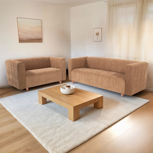 Tokyo 5 Seater Sofa Set- (3+1+1) ( Premium Molfino Fabric - Beige)