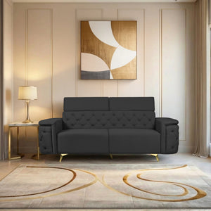 Rome 3 Seater Sofa- ( Plush Suede Fabric-Black )
