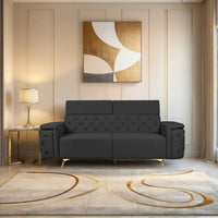 rome 3 seater sofa plush suede fabric black