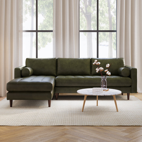 Vienna 6 Seater Sofa Left Corner - ( Leatherette Fabric - Green )