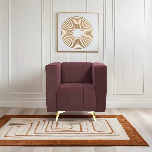 Tokyo Icon 1 Seater Sofa- ( Plush Suede Fabric- Brown )