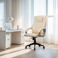 magnum mid back office chair ergonomic durable versatile leatherett beige