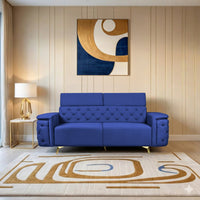 rome 3 seater sofa plush suede fabric blue