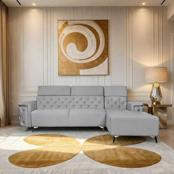 Rome 6 Seater Sofa Set Right Corner- ( Plush Suede - Grey )