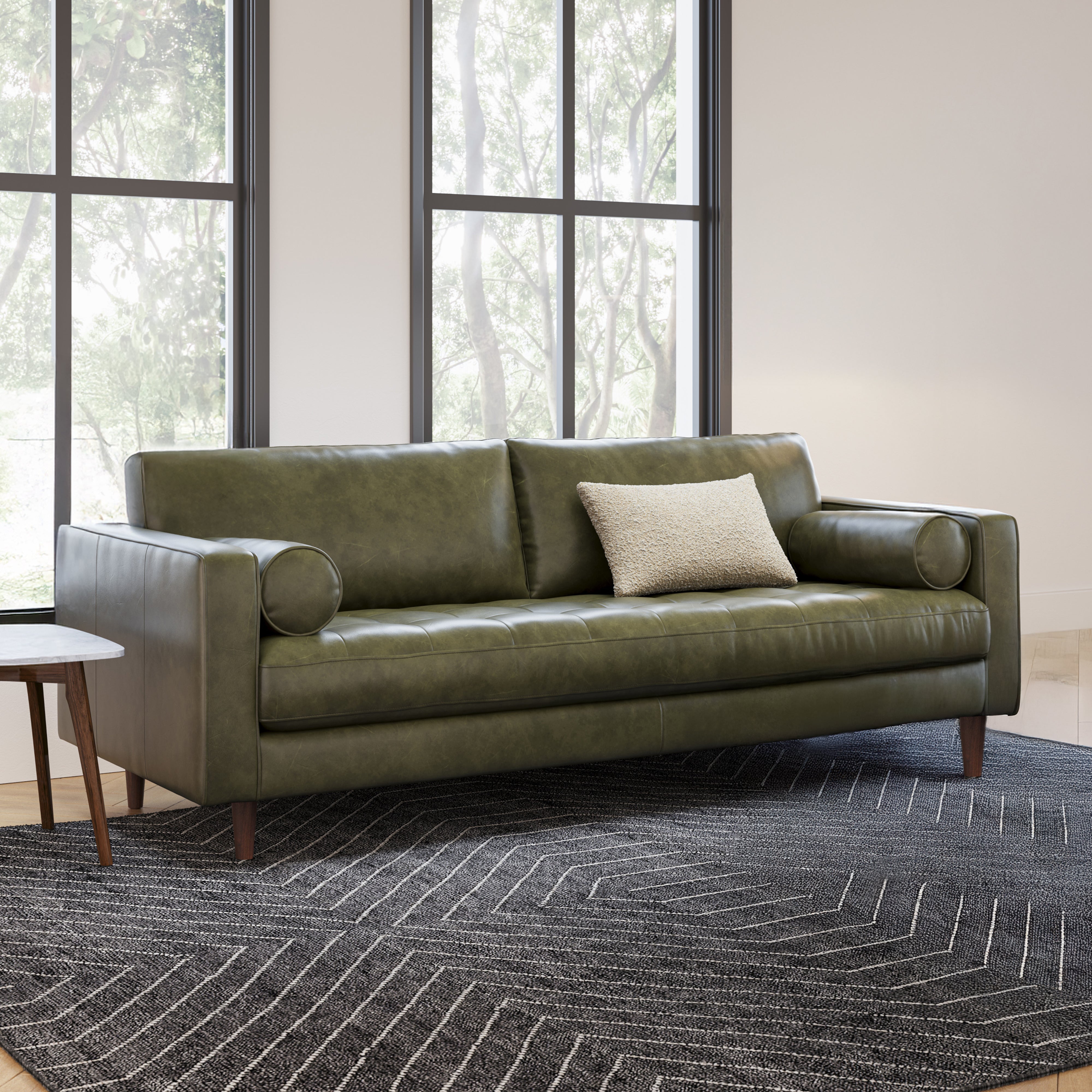 Vienna 3 Seater Sofa- ( Leatherette Fabric - Green )