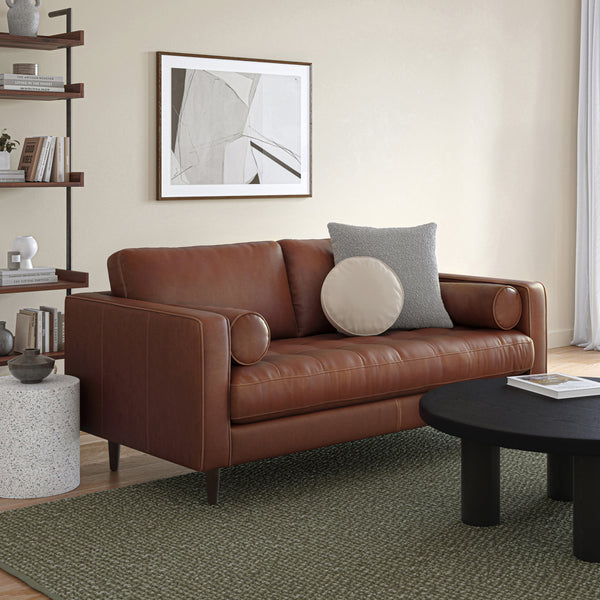Vienna 2 Seater Sofa- ( Leatherette Fabric - Brown )