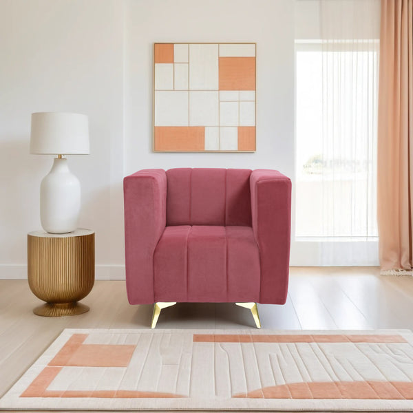 Tokyo Icon 1 Seater Sofa- ( Plush Suede Fabric- Peach )