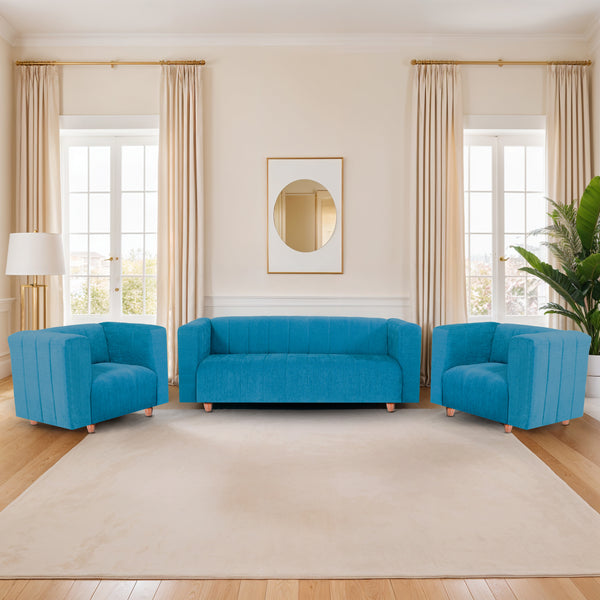 Tokyo 5 Seater Sofa- (3+1+1) ( Premium Molfino Fabric- Sky Blue)