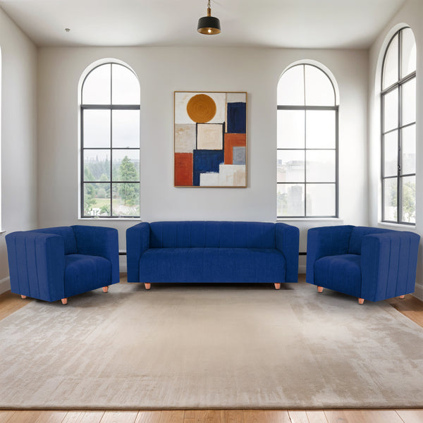 Tokyo 5 Seater Sofa- (3+1+1) ( Premium Molfino Fabric - Blue)