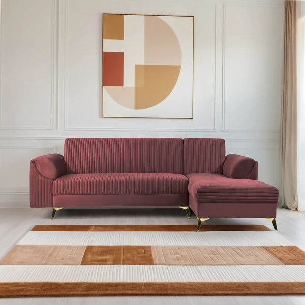 Venice 6 Seater Sofa Right Corner - ( Plush Suede Fabric - Brown )