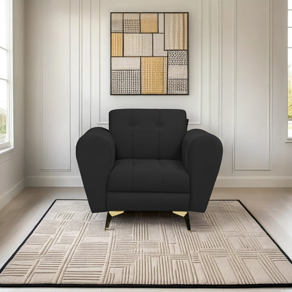 Milan Icon 1 Seater Sofa- ( Plush Suede Fabric- Black )