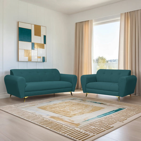Milan Icon (3+2) Seater Sofa- ( Plush Suede Fabric - Teal )
