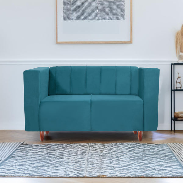 Sydney 2 Seater Sofa- ( Plush Suede Fabric- Sky Blue )